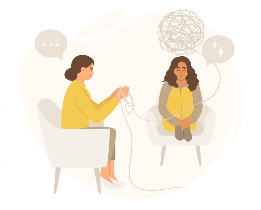 two women sitting in chairs while High Quality Wellness Services are being provided